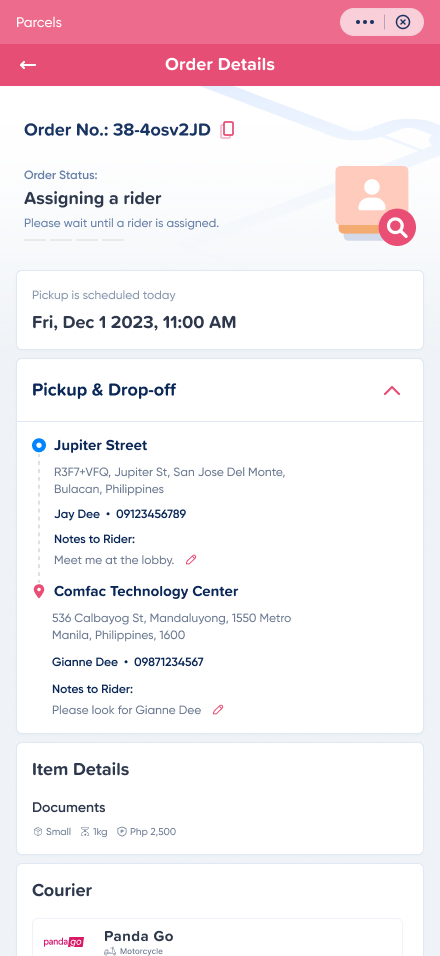 Order details